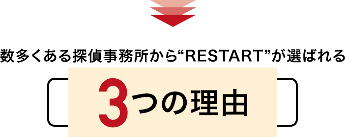 数多くある探偵事務所から RESTARTが選ばれる3つの理由